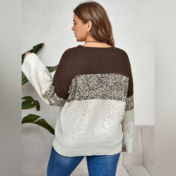 Plus Size Round Neck Long Sleeve Printed Sweater - Picture 3 of 6
